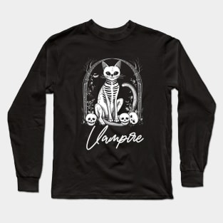 Black Vampire Cat Long Sleeve T-Shirt